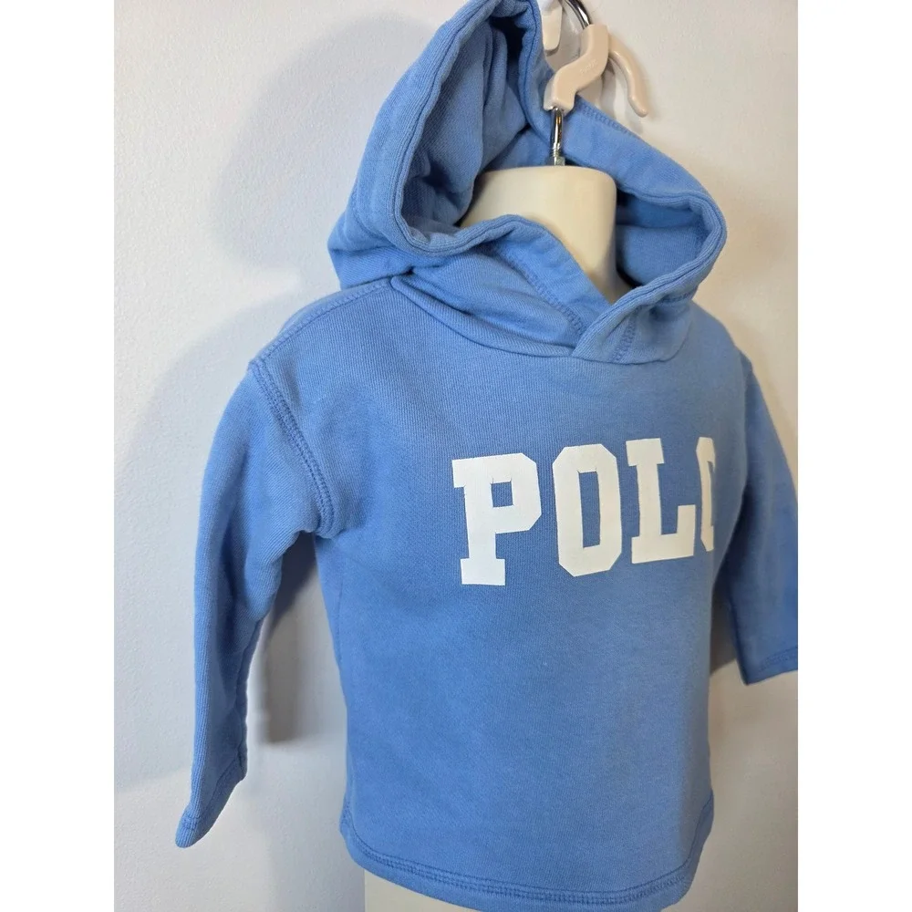 Ralph Lauren Polo Toddler Boys Light Blue Logo Pullover Hoodie 12M